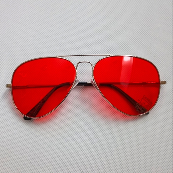 DARK RED AVIATOR SUNGLASSES - Picture 2 of 8